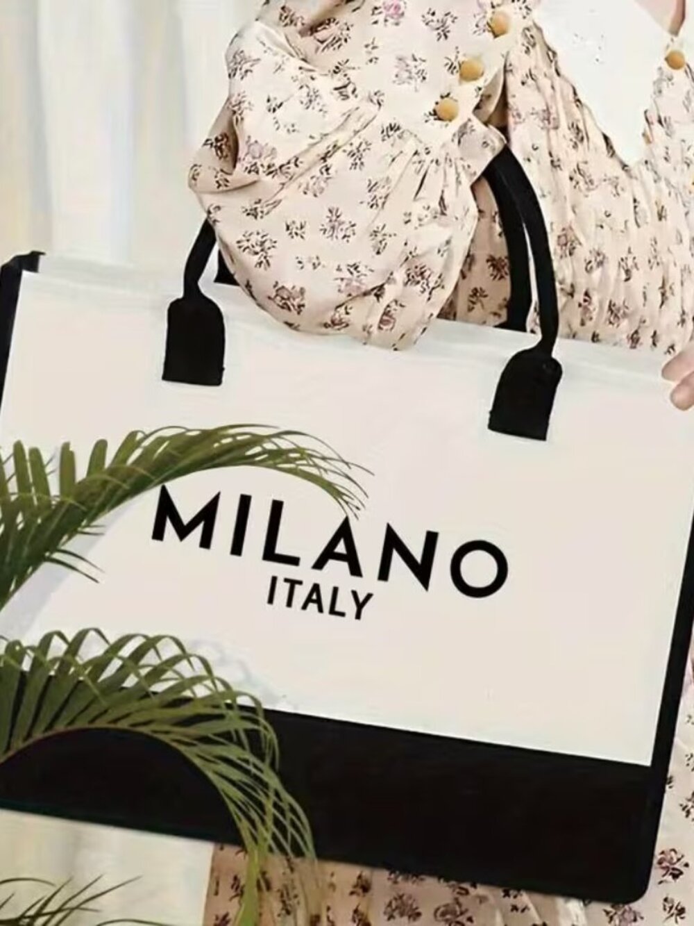 Milano Italy Print Canvas Tote Bag Large Capacity Shoulder Bag - Picture 4 of 8